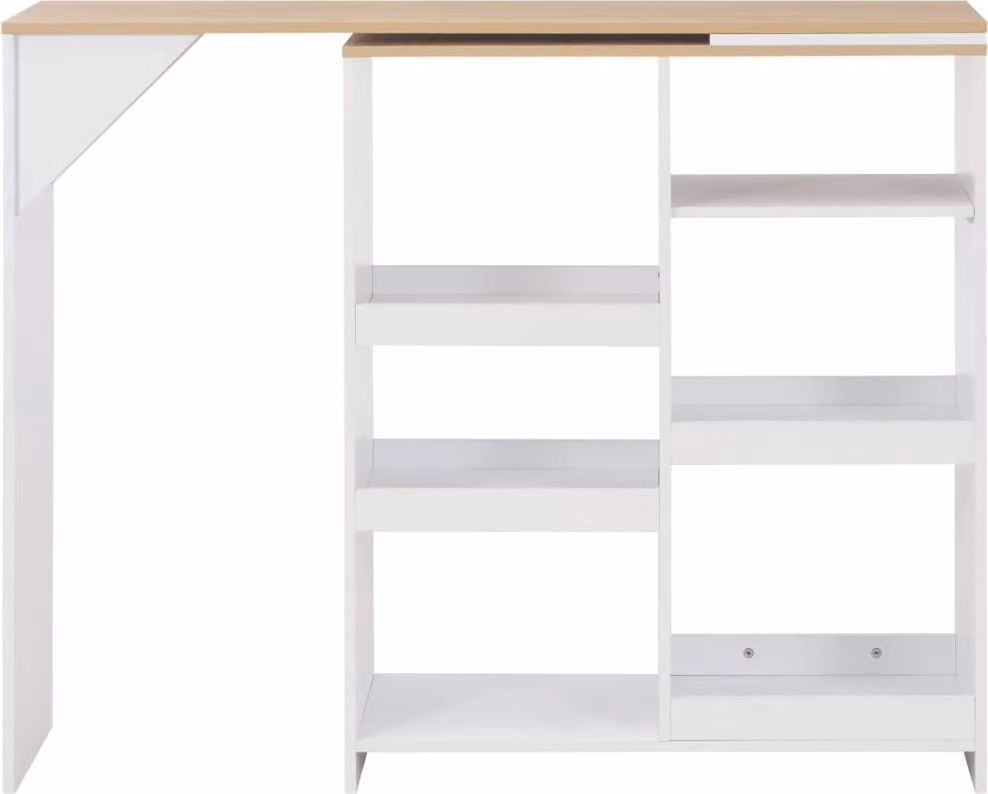 Tavolo da Bar con Scaffale Mobile Bianco 138x39x110 cm