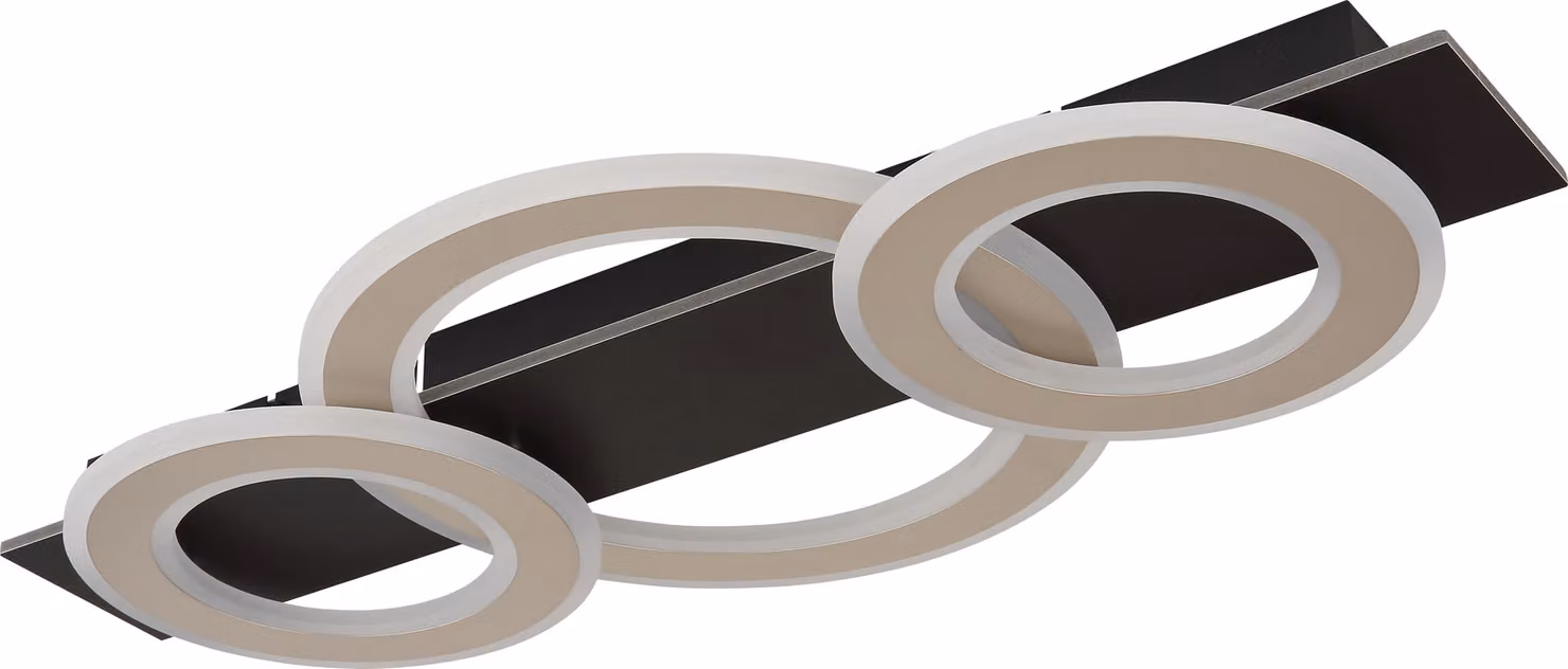 Plafoniera LED, metallo, colore nero champagne, L 73 cm