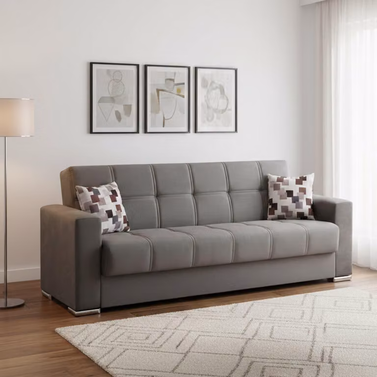 Dmora Divano Letto 3 Posti Arbano 85x226 cm Nero, Contenitore Reclinabile