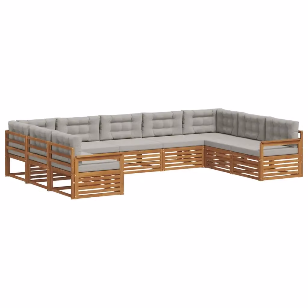 Set di divani da esterno moderno vidaXL in legno di acacia con 9 pezzi, colore grigio – 2