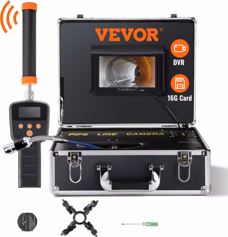 Telecamera per tubi telecamera di ispezione telecamera per fognature 1000TVL endoscopio telecamera per fognature 40m industria 16GB SD card 512Hz localizzatore 480P monitor a colori Dvr4500mAh