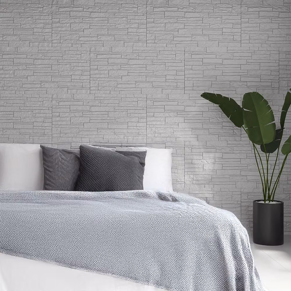 Set di 12 Pannelli Decorativi Rivestimento Murale Effetto Mattoni in Pietra 3D Giordanoshop, Colore Bianco, L: 120 cm, H: 60 cm, P: 2,5 cm – 2