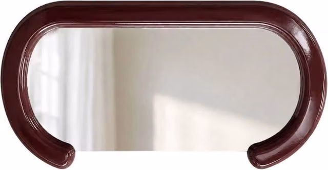Specchio ovale decorativo SWEEEK in legno rosso da 91 cm