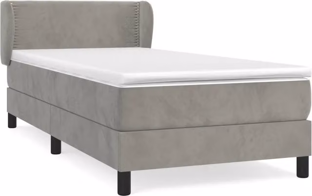 Letto singolo | Letto per adulti | Giroletto a Molle con Materasso Grigio Chiaro 100x200cm Velluto
