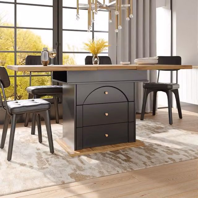 Tavolo allungabile Mivray con vano contenitore e anta a ribalta in MDF marrone opaco L/P/H: 110-140 x 80 x 75 cm
