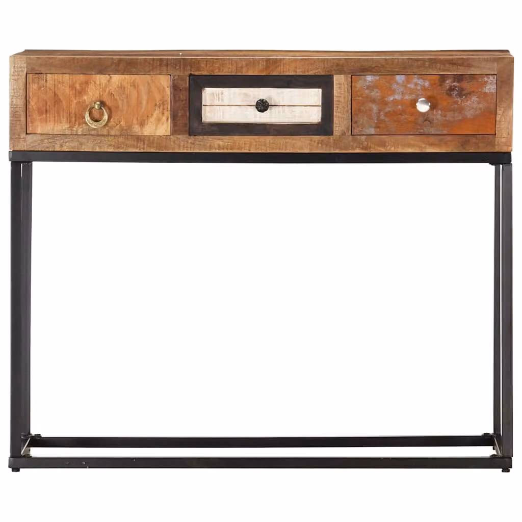 vidaXL Tavolo Consolle Oro 90x30x75 cm in Legno Massello di Recupero