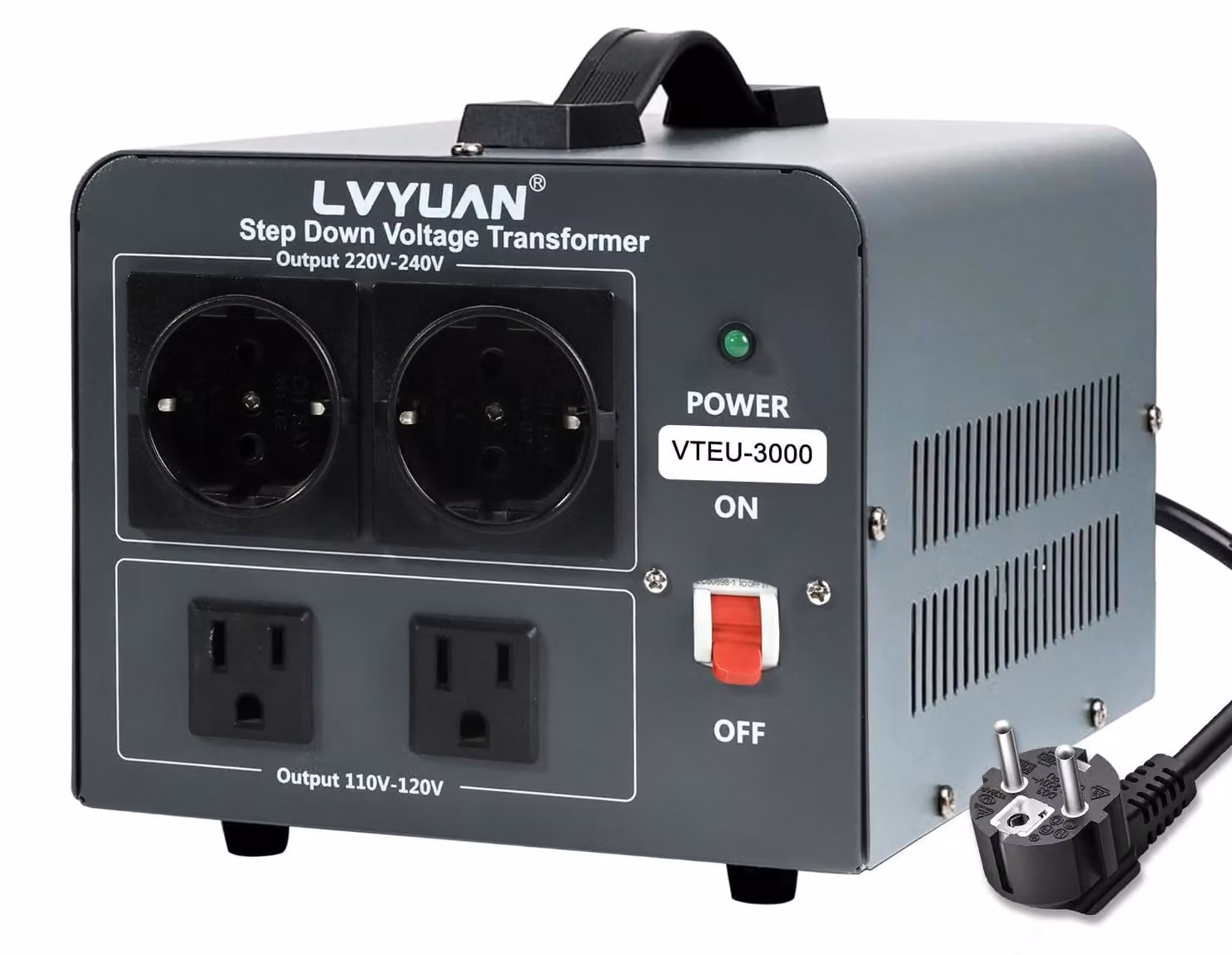 Convertitore di tensione - 3000 W - 220-110 V - 4 uscite - Compatto e portatile