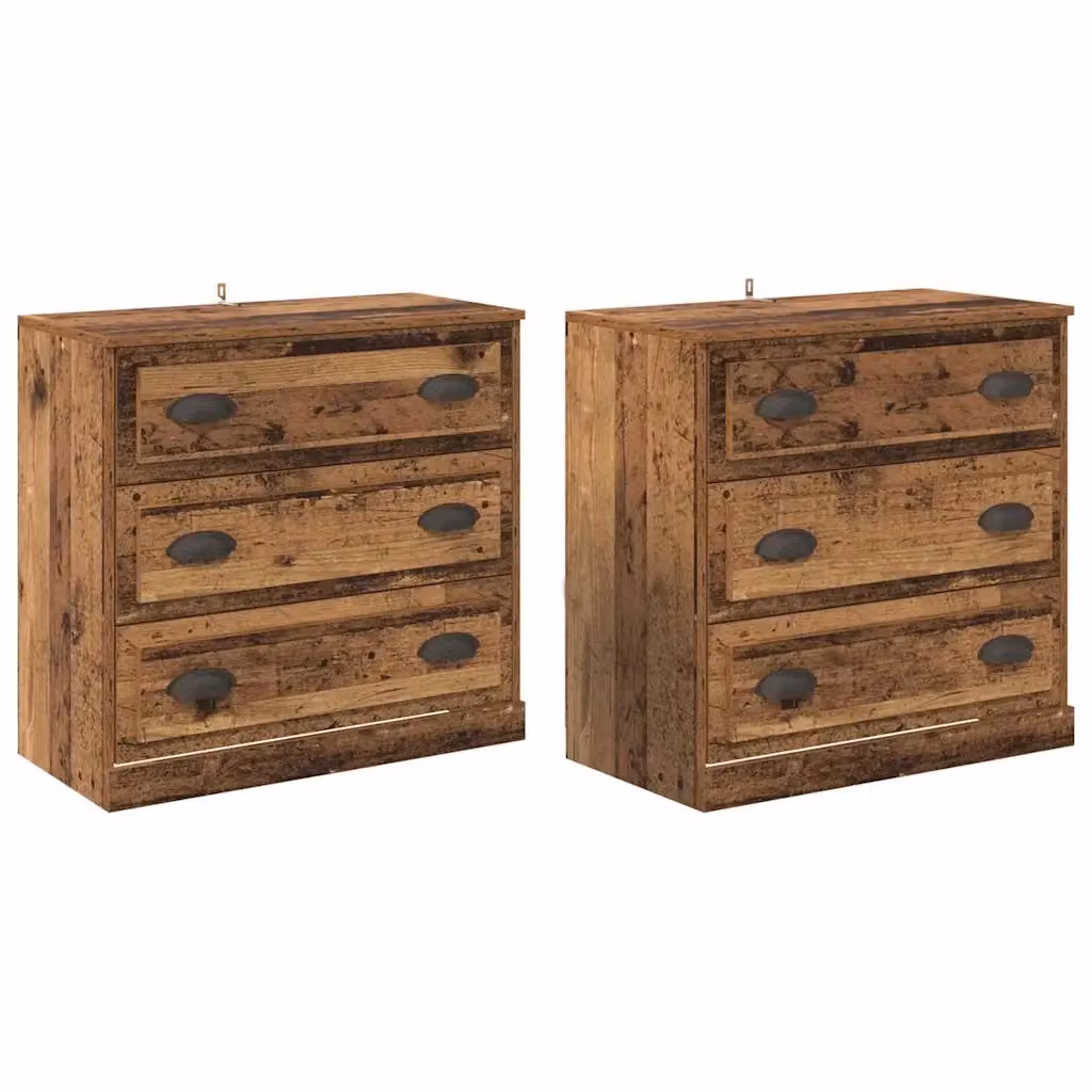 Set di 2 Sideboard vidaXL in legno vecchio marrone per soggiorno e sala da pranzo L/P/H: 70 x 35,5 x 67,5 cm – 2