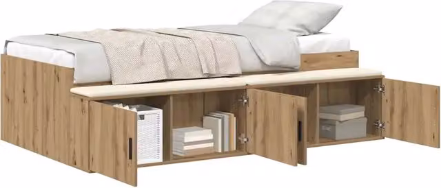 Letto singolo | Letto per adulti | Struttura del letto con cassetto Rovere artigianale 90 x 200 cm
