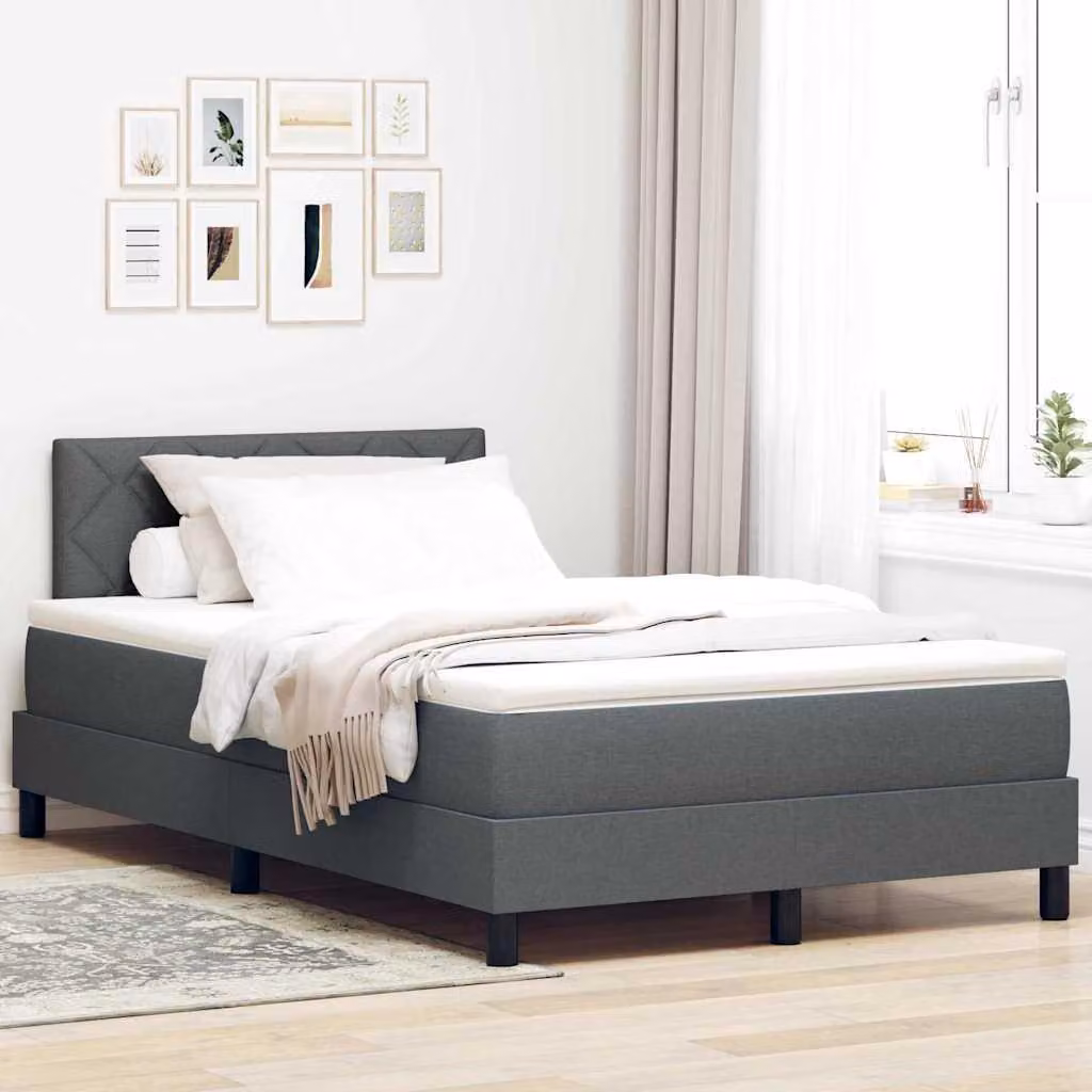 Maison Exclusive - Letto a molle con materasso Grigio scuro 120 x 200 cm Tessuto