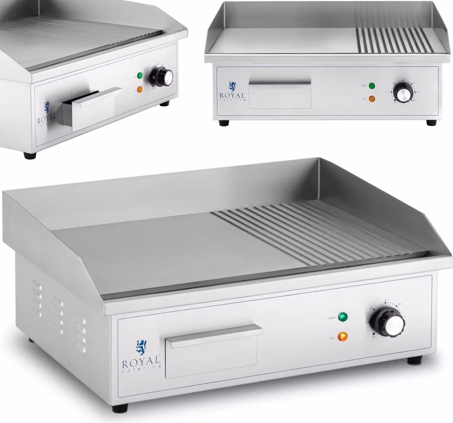 Expondo Royal Catering Piastra elettrica - 548 x 350 mm - Ribber + Flat - 3.000 W