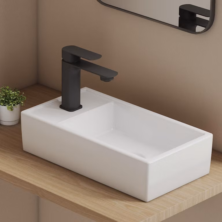 EMKE Lavabo piccolo, rettangolare, 41,6 x 22,3 x 10,5 cm – Lavabo in Vetroceramica