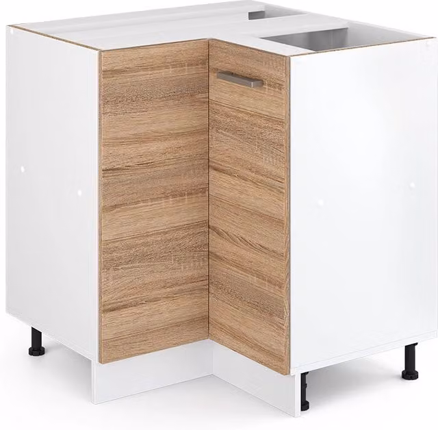 Armadio ad angolo universale Vicco R-Line in finitura Sonoma Sand con ante, L: 75.6 cm, P: 46.0 cm, H: 81.6 cm – 1