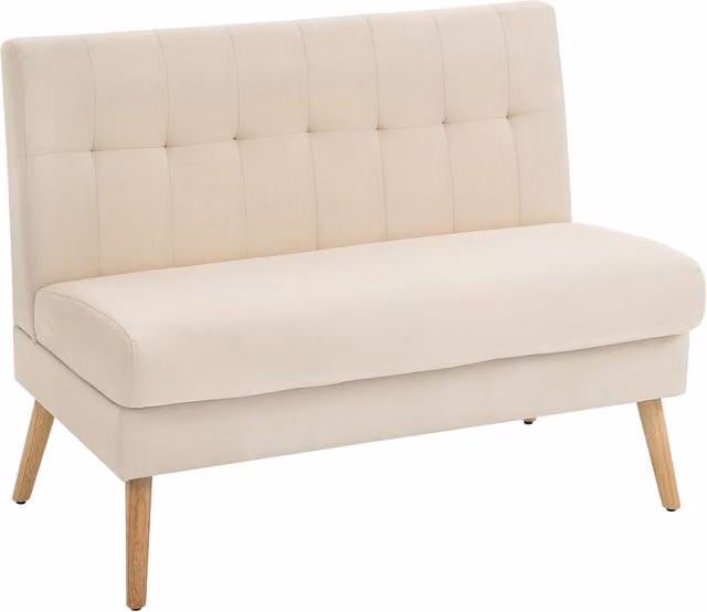 Divano 2 Posti Tessuto Trapuntato ¨C Zephmum ¨C Beige 90x90x90