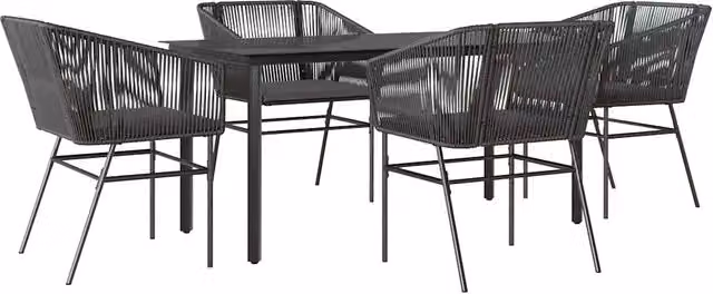 Set da Pranzo da Giardino con Cuscini 5 pz | Set Salotto da Giardino Polyrattan Vetro