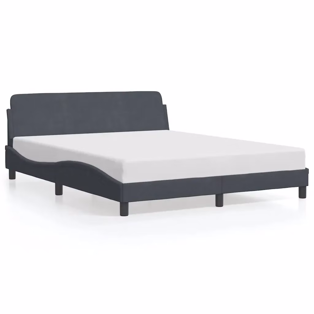 Letto con giroletto Dover vidaXL in velluto grigio, L/P/H: 218 x 160 x 140 cm – 2