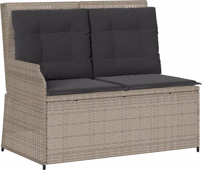 Panchina da giardino Grigio chiaro polyrattan