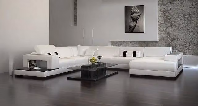 Wohnlandschaft Couch Polster Eck Garnitur Designer Ledersofa Big Sofa mit USB