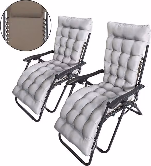 Set di 2 poltrone da giardino reclinabili a gravità zero Sintra con cuscino imbottito Habitat colore beige e grigio