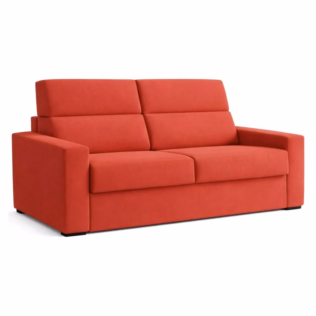 Divano Letto 2 Posti DMORA Arancione con Copertura Sfoderabile e Contenitore, Made in Italy – 2