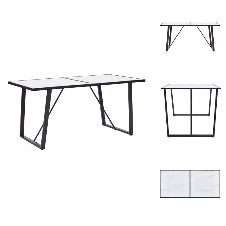 vidaXL Tavolo da pranzo bianco 160 x 80 x 75 cm in vetro temperato - Tavoli da pranzo