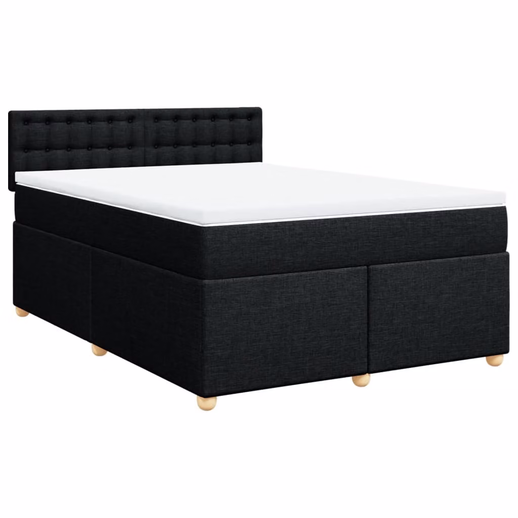 Giroletto a Molle con Materasso Nero 160x200 cm in Tessuto