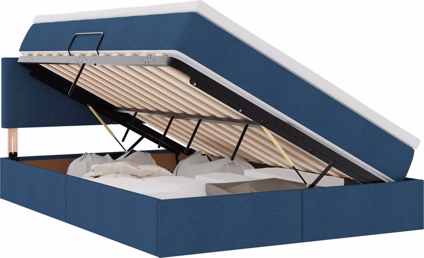Letto con contenitore e materasso con testiera Blu 140 x 190 cm