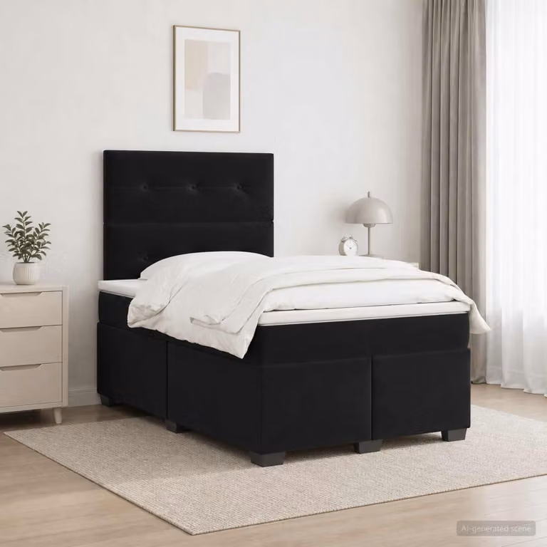 Maison Exclusive - Letto boxspring con materasso nero 120 x 190 cm in velluto