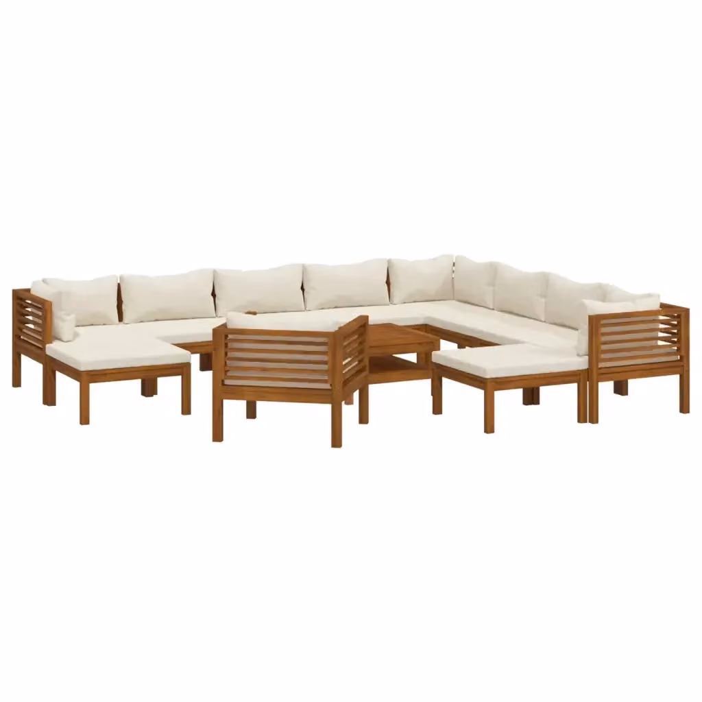 Set da giardino componibile vidaXL in legno di acacia con 12 pezzi e cuscini beige – 2