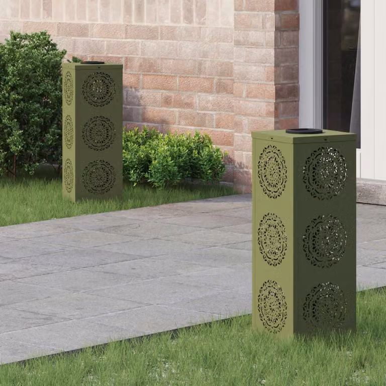 Set di 2 faretti LED solari vidaXL per sentieri e giardino, luce bianco caldo, H x L x P: 50 x 18 x 18 cm