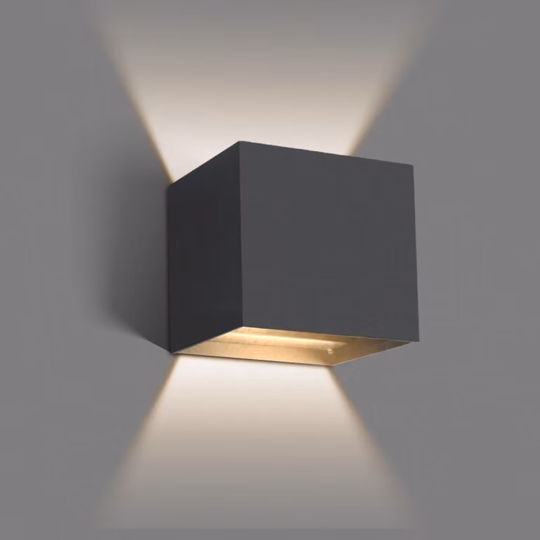 Lampada da parete a LED, nera, 620 lumen, 6W, 4000K, per uso esterno, in alluminio