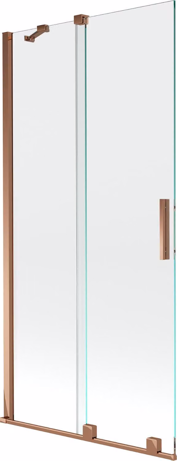 Mexen Velar paratia per vasca da bagno scorrevole a 2 ante 90 x 150 cm, trasparente, oro rosa - 896-090-000-01-60