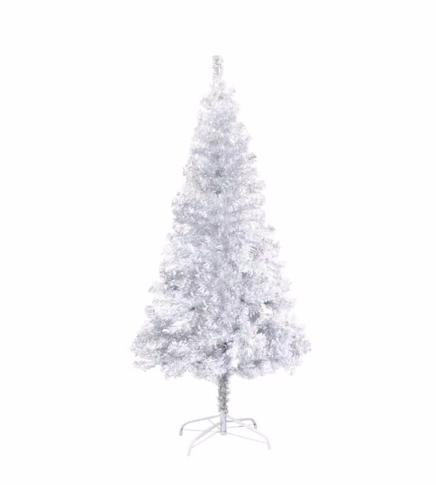 Set Albero Natale Artificiale LED e Palline Argento 150cm PET