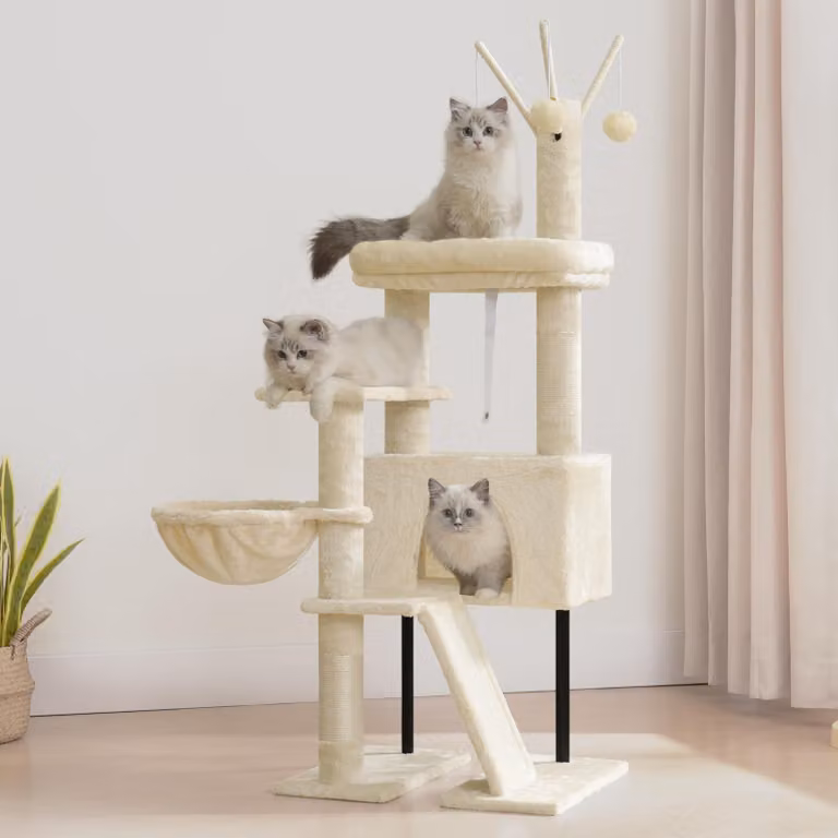 Colonna per graffiare i gatti, compatta, con piattaforme removibili