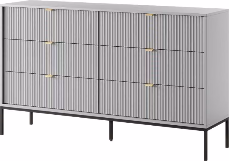 FURNLUX Cassettiera Avon Grigio e Nero 154cm / Colore principale: Grigio / Dimensioni: 154 x 91 x 39 cm