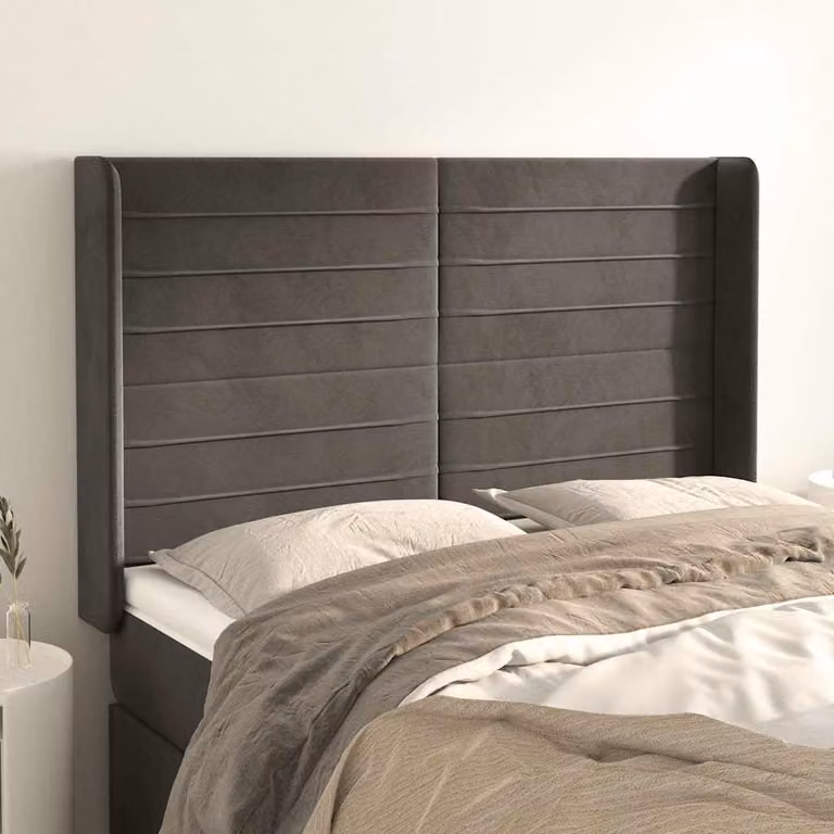 Testiera ad orecchio vidaXL in velluto grigio scuro L: 147 cm, P: 16 cm, H: 118/128 cm
