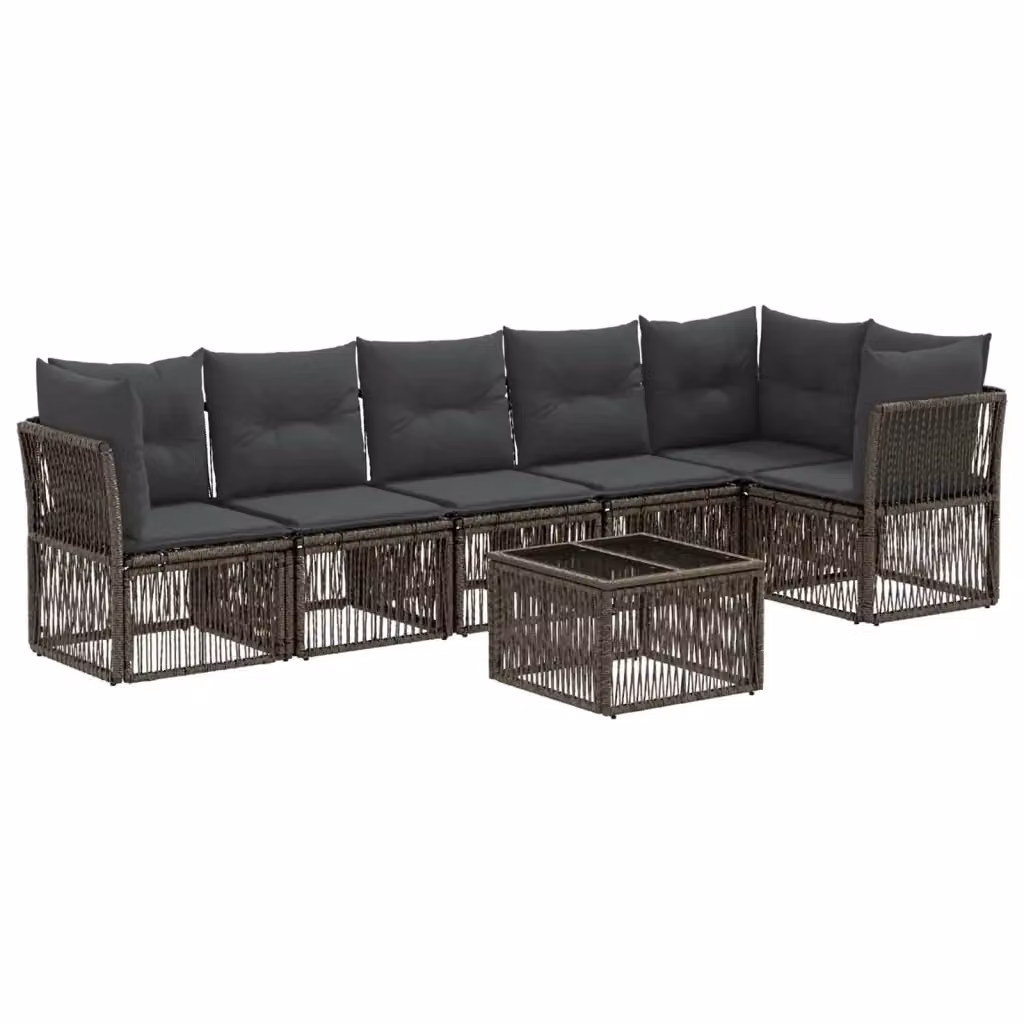 Set Divano da Giardino a L con Tavolino vidaXL, 7 Pezzi, Grigio, in Polyrattan e Acciaio – 2