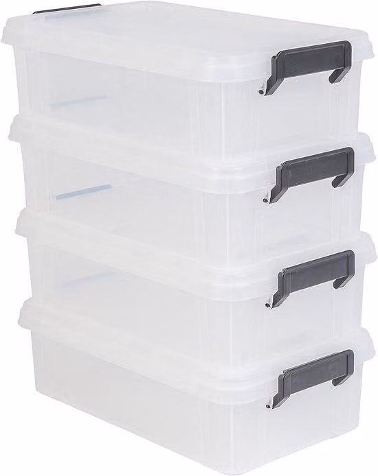 Set di contenitori trasparenti da 4 pezzi, 4 litri, 365 x 214 x 105 cm, per ufficio e soggiorno.