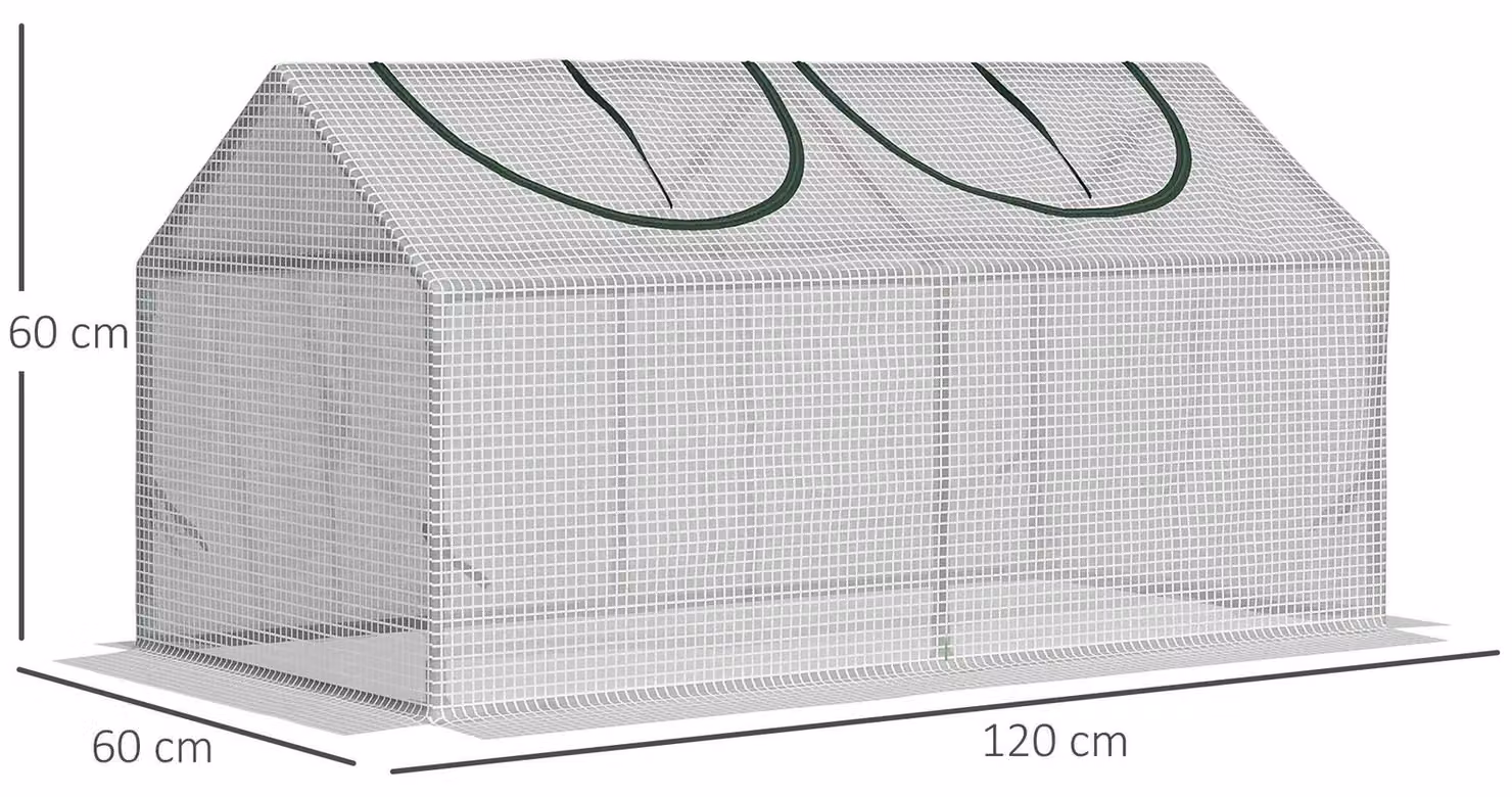 Serra in plastica - Serra per pomodori - Con finestra - Telo in PE - Impermeabile - 120×60×60 cm - Bianca