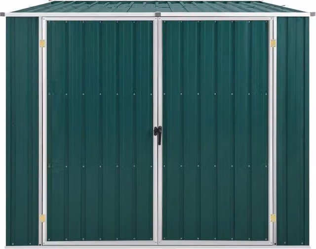 Casetta da giardino in acciaio zincato verde con doppia porta e tetto a punta L: 195 cm, P: 198 cm, H: 159 cm