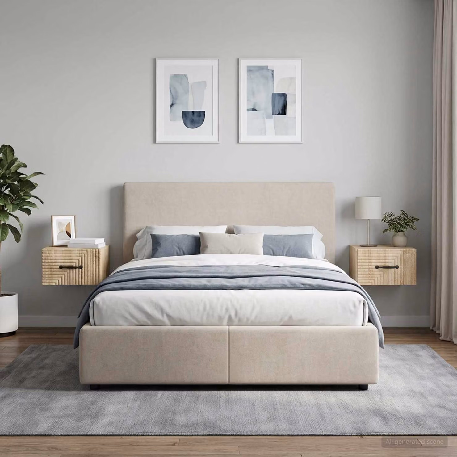 Set di 2 comodini sospesi vidaXL in stile moderno colore Rovere Sonoma, L 34,5 cm x P 33 cm x H 20 cm