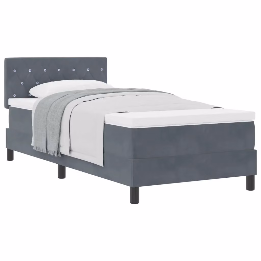 Letto moderno con materasso in schiuma vidaXL in velluto grigio L/P/H: 200 x 90 x 88 cm – 2