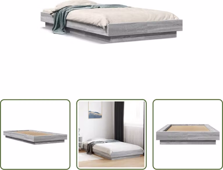 The Living Store Rete da letto Grey Sonoma 75x190 cm Materiale a base di legno