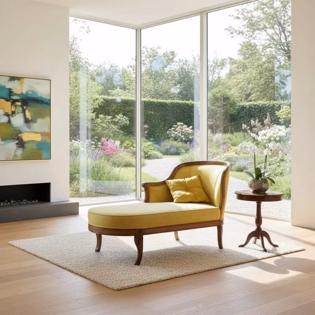 Divanetto imbottito in legno di faggio con fregi Mobili 2G L/P/H: 160 x 75 x 93 cm colore marrone e giallo – 2