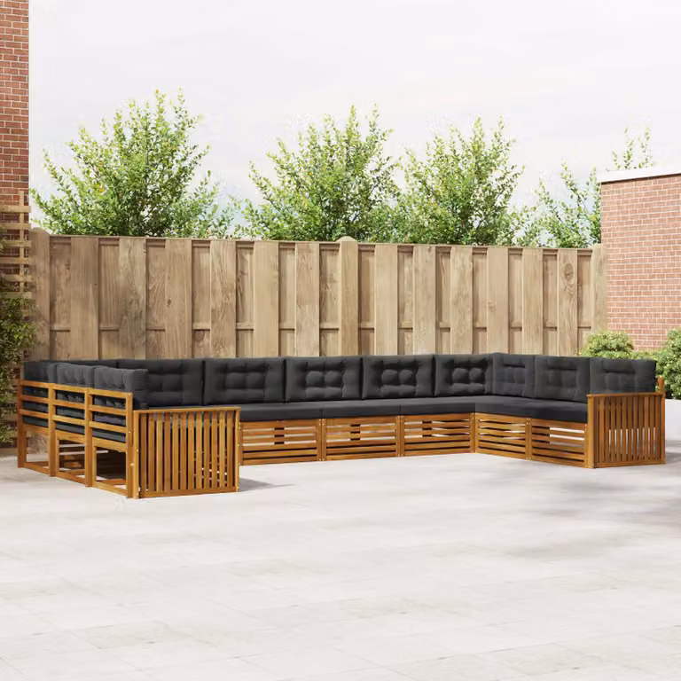 vidaXL Set di divani da giardino a L composto da 7 pezzi in legno di acacia massello, colori Antracite e Beige