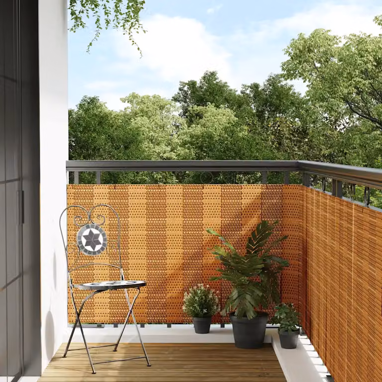 Paravento da balcone vidaXL in polyrattan marrone chiaro L: 1000 cm, H: 90 cm