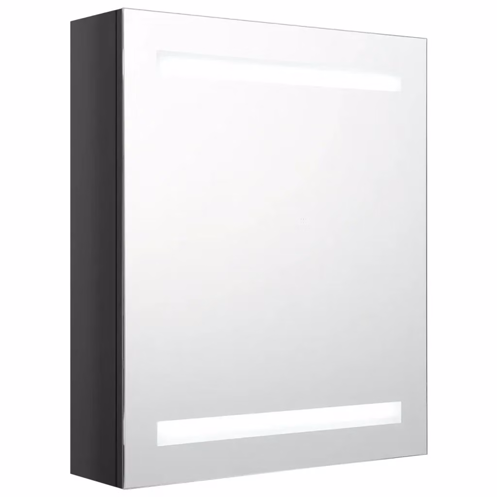 Armadietto da bagno Design Mania con specchio e illuminazione LED, Nero Lucido, L: 50 cm, P: 14 cm, H: 60 cm – 2