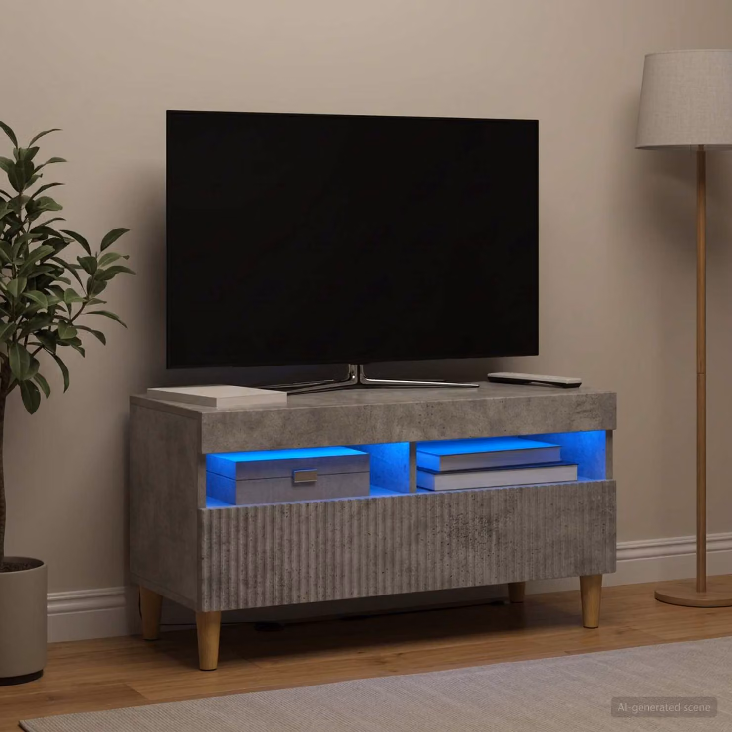 Mobile TV LED vidaXL ARNHEM Grigio, L 81 cm x P 35 cm x H 43 cm