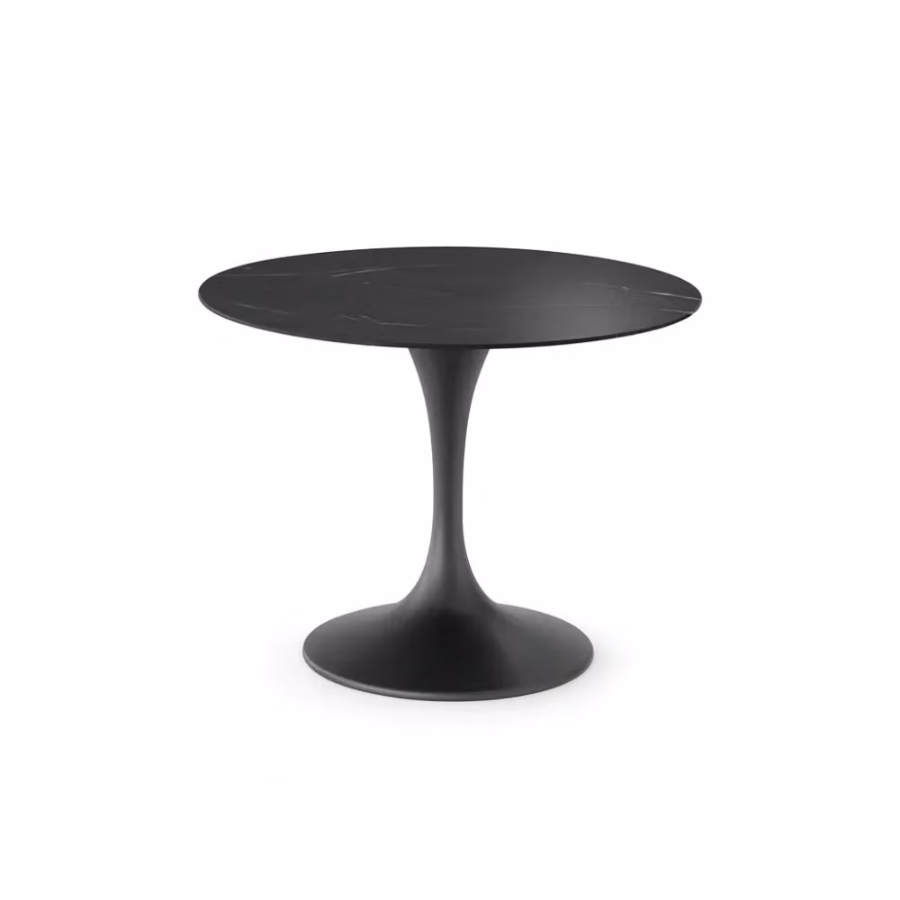 Tavolo da pranzo fisso Circe Duzzle in ceramica effetto marmo nero lucido, L 100 x P 100 x H 76 cm – 2