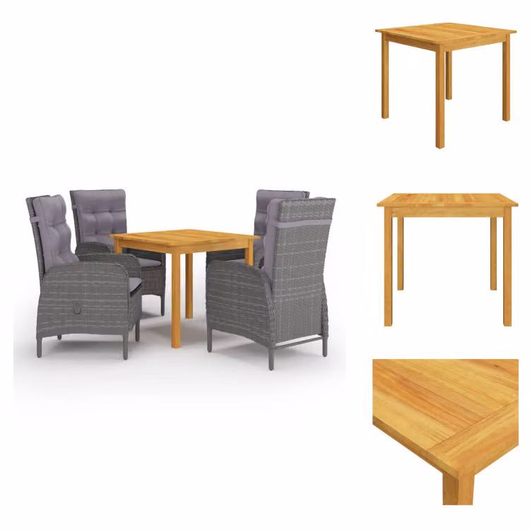 vidaXL Set da pranzo da giardino 5 pezzi grigio - Set di mobili da giardino